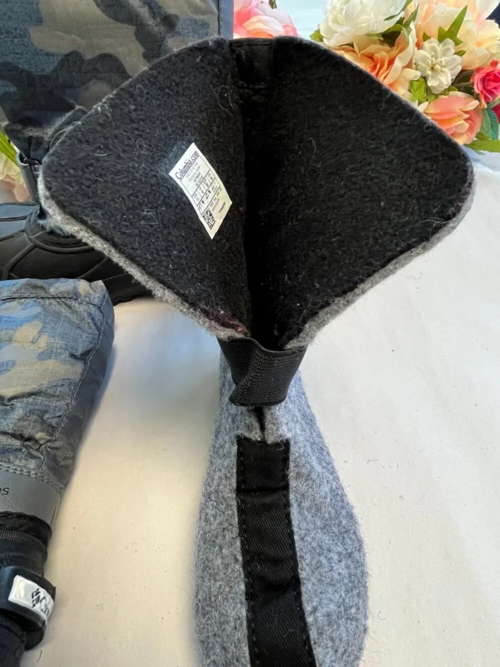 Columbia Powderbug Forty Print Kids Snow Boots Gray Camo 11